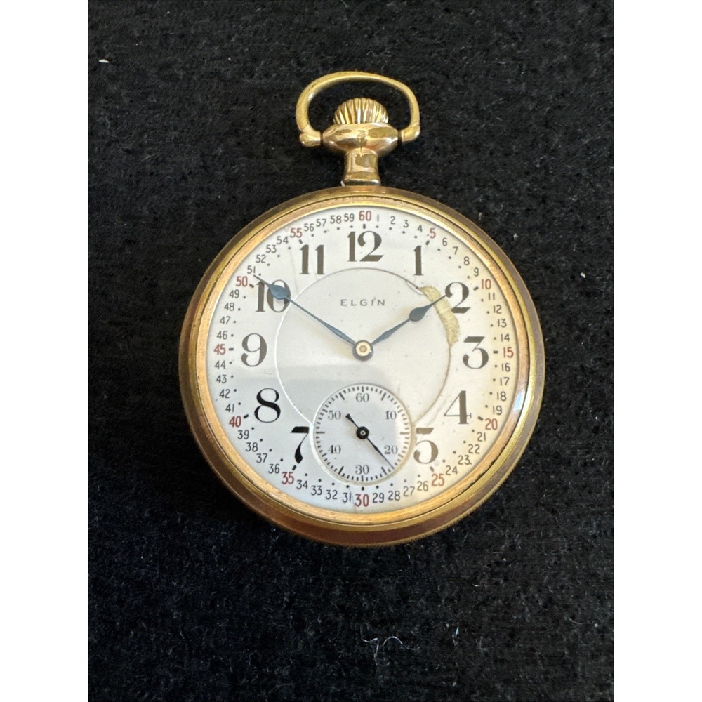 Railroad Grade Elgin Father Time Pocket Watch Running Well 21 Jewels Gold Filled